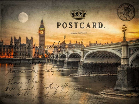 Westminster bridge and Big Ben from Thames promenade, London, UK White Modern Wood Framed Art Print with Double Matting by Frank, Assaf