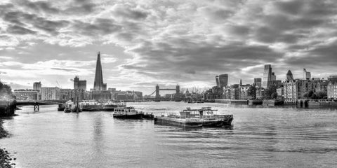 River Thames and London skyline White Modern Wood Framed Art Print with Double Matting by Frank, Assaf