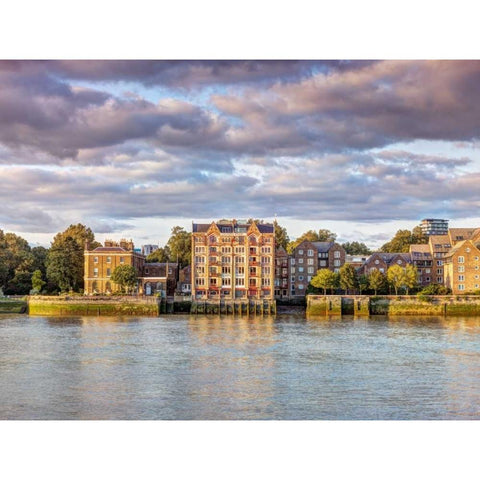 London skyline over river Thames, UK Black Modern Wood Framed Art Print with Double Matting by Frank, Assaf