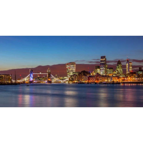 London skyline over river Thames, UK Black Modern Wood Framed Art Print with Double Matting by Frank, Assaf
