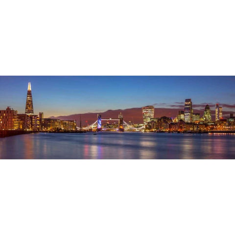 London skyline over river Thames, UK Black Modern Wood Framed Art Print with Double Matting by Frank, Assaf