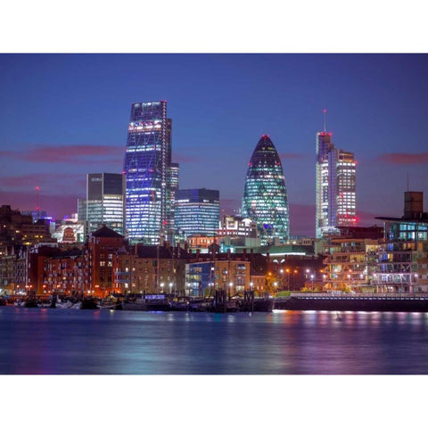 London skyline over river Thames, UK Black Modern Wood Framed Art Print with Double Matting by Frank, Assaf