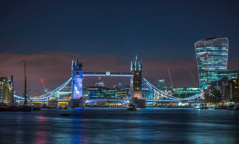 Famous Tower Bridge over River Thames, London, UK Black Ornate Wood Framed Art Print with Double Matting by Frank, Assaf