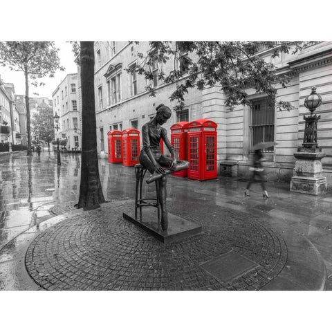 Statue on London city street Black Modern Wood Framed Art Print with Double Matting by Frank, Assaf