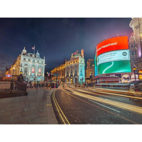 London city street in evening Black Modern Wood Framed Art Print with Double Matting by Frank, Assaf
