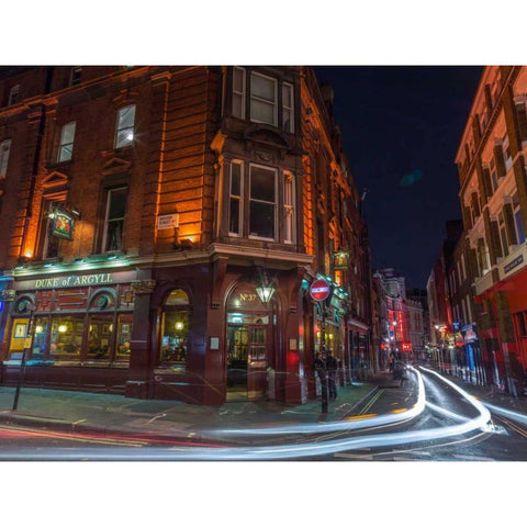 London city street in evening Black Modern Wood Framed Art Print with Double Matting by Frank, Assaf