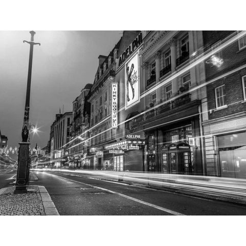 Black and white shot of London city street Black Modern Wood Framed Art Print with Double Matting by Frank, Assaf