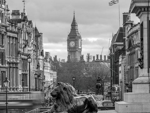 Trafalgar Square-London White Modern Wood Framed Art Print with Double Matting by Frank, Assaf