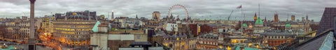 Panoramic view of London city Black Ornate Wood Framed Art Print with Double Matting by Frank, Assaf