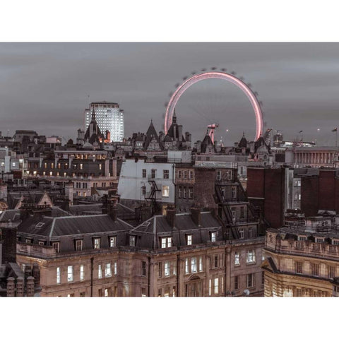 London cityscape with Millennium Wheel Black Modern Wood Framed Art Print with Double Matting by Frank, Assaf