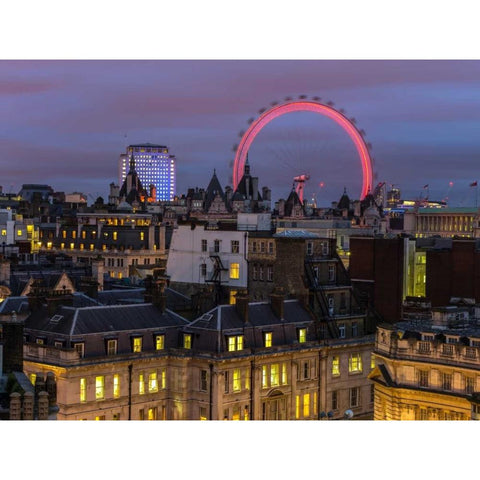 London cityscape with Millennium Wheel Black Modern Wood Framed Art Print with Double Matting by Frank, Assaf