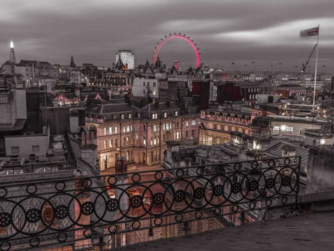 London cityscape with Millennium Wheel Black Ornate Wood Framed Art Print with Double Matting by Frank, Assaf