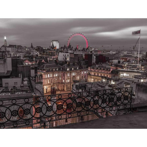 London cityscape with Millennium Wheel Black Modern Wood Framed Art Print with Double Matting by Frank, Assaf