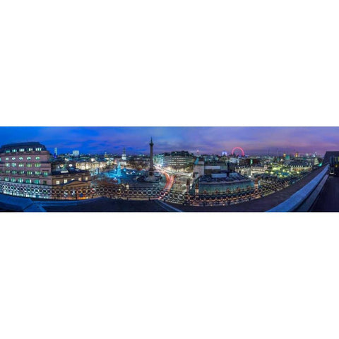 Panoramic view of London city in evening Black Modern Wood Framed Art Print with Double Matting by Frank, Assaf