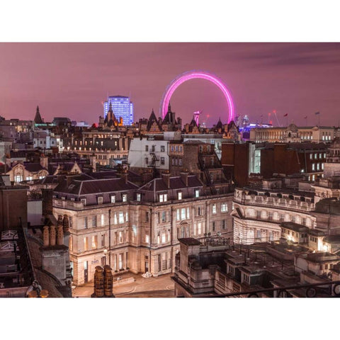 View of London city in evening Black Modern Wood Framed Art Print with Double Matting by Frank, Assaf
