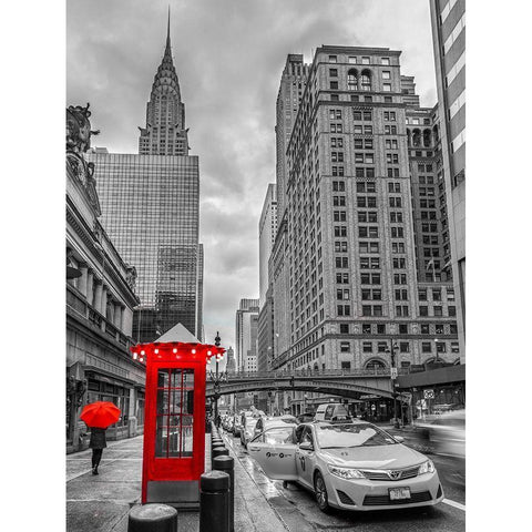 Cab on New York city street,FTBR 1855 Black Modern Wood Framed Art Print with Double Matting by Frank, Assaf