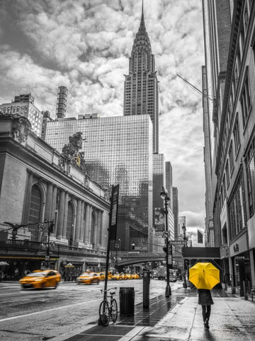 New York city scape with Chrysler Building, FTBR-1841 Black Ornate Wood Framed Art Print with Double Matting by Frank, Assaf