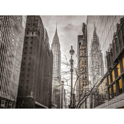 New York city scape with Chrysler Building White Modern Wood Framed Art Print by Frank, Assaf
