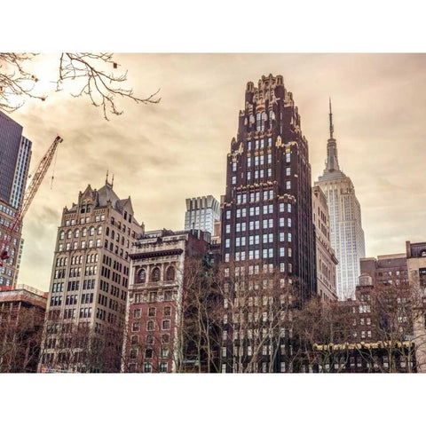New York cityscape Black Modern Wood Framed Art Print with Double Matting by Frank, Assaf