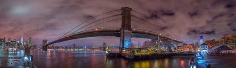 Brooklyn bridge over East river, New York Black Ornate Wood Framed Art Print with Double Matting by Frank, Assaf