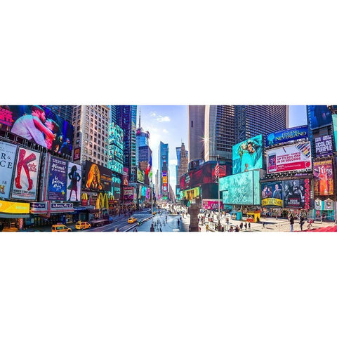 Times Square-New York City Black Modern Wood Framed Art Print with Double Matting by Frank, Assaf