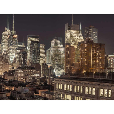 Lower Manhattan cityscape, New York Black Modern Wood Framed Art Print with Double Matting by Frank, Assaf