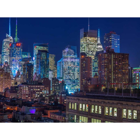 Lower Manhattan cityscape, New York Black Modern Wood Framed Art Print with Double Matting by Frank, Assaf
