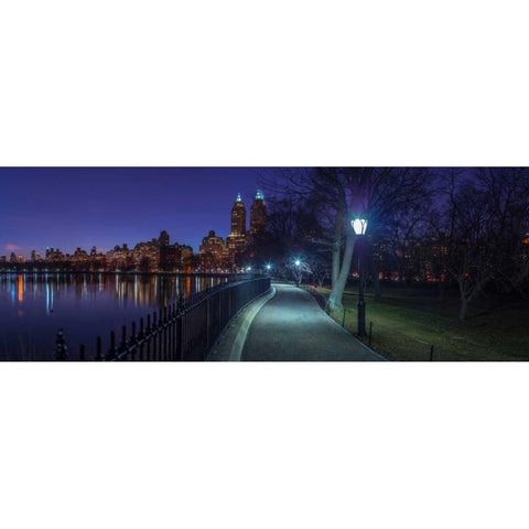 Central park in evening, New York Black Modern Wood Framed Art Print with Double Matting by Frank, Assaf