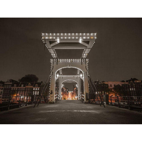 Drawbridge over canal-Amsterdam Black Modern Wood Framed Art Print by Frank, Assaf