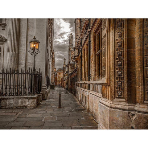 Narrow lane in Cambridge Black Modern Wood Framed Art Print with Double Matting by Frank, Assaf