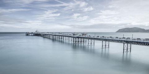 Llandudno Pier-North Wales White Modern Wood Framed Art Print with Double Matting by Frank, Assaf