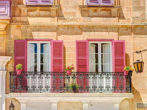 Traditional Maltese house in Mdina-Malta Black Ornate Wood Framed Art Print with Double Matting by Frank, Assaf