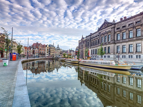 Amsterdam-reflections Black Modern Wood Framed Art Print by Frank, Assaf