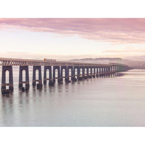 Tay Rail Bridge-Dundee-Scotland White Modern Wood Framed Art Print by Frank, Assaf