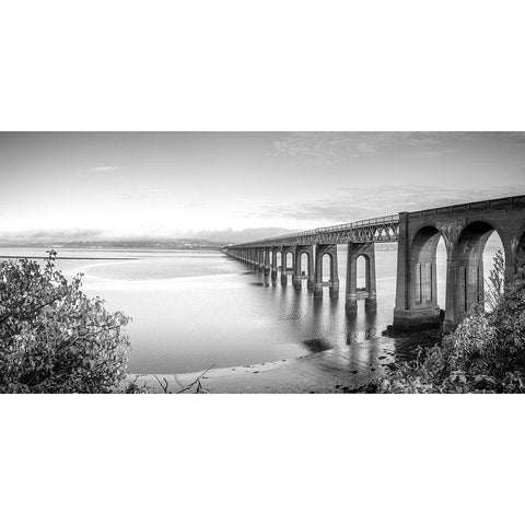 Tay Rail Bridge-Dundee-Scotland White Modern Wood Framed Art Print by Frank, Assaf