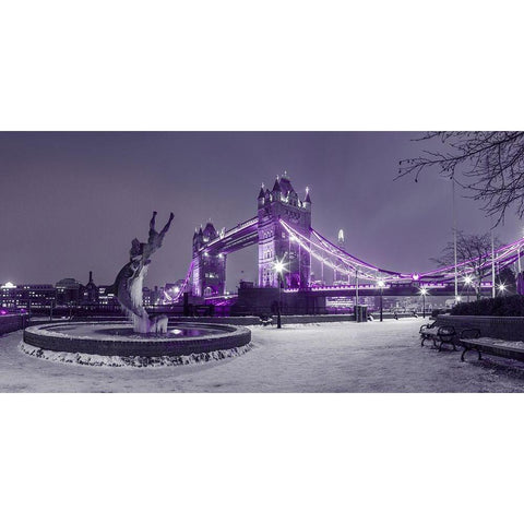 Dolphin fountain -London White Modern Wood Framed Art Print by Frank, Assaf