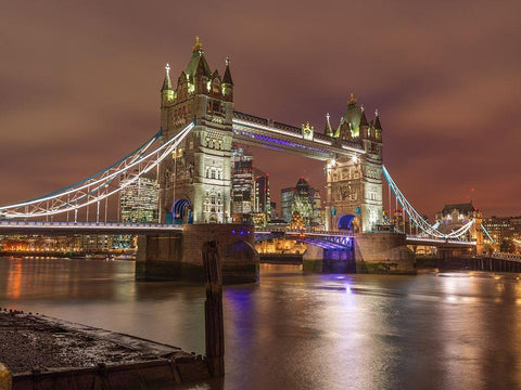 Tower bridge at night-London Black Ornate Wood Framed Art Print with Double Matting by Frank, Assaf