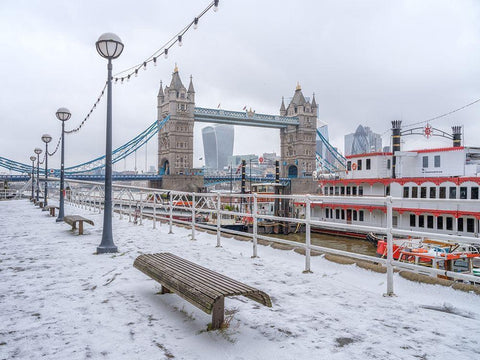 London in winter White Modern Wood Framed Art Print with Double Matting by Frank, Assaf