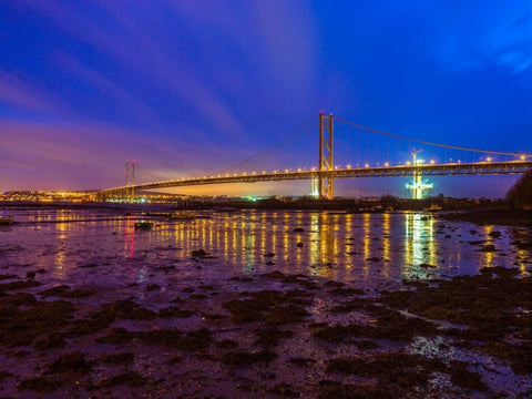 AF20150307 Forth Bridge 1577 White Modern Wood Framed Art Print with Double Matting by Frank, Assaf