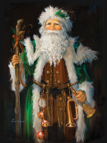 Mountainland Santa White Modern Wood Framed Art Print with Double Matting by Comish, Susan