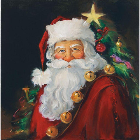 Sparkling Santa White Modern Wood Framed Art Print by Comish, Susan