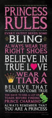 Princess Rules Black Ornate Wood Framed Art Print with Double Matting by Marrott, Stephanie