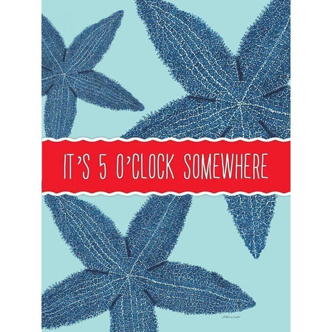 Starfish OClock Black Modern Wood Framed Art Print with Double Matting by Marrott, Stephanie