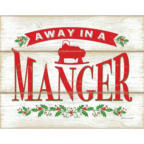 Away In A Manger White Modern Wood Framed Art Print by Marrott, Stephanie