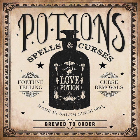 Potions Black Modern Wood Framed Art Print with Double Matting by Marrott, Stephanie