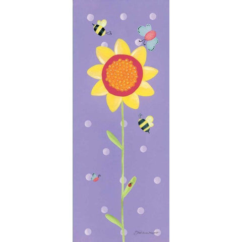 Sunflower and Bees Black Modern Wood Framed Art Print with Double Matting by Marrott, Stephanie