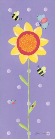 Sunflower and Bees Black Ornate Wood Framed Art Print with Double Matting by Marrott, Stephanie