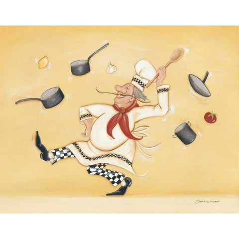 Dancing Chef Gold Ornate Wood Framed Art Print with Double Matting by Marrott, Stephanie