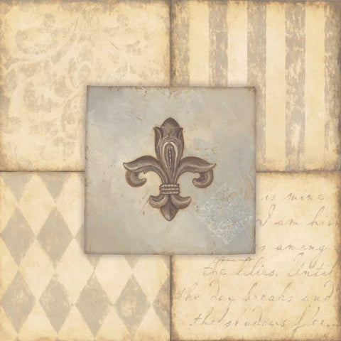 Fleur De Lis II Gold Ornate Wood Framed Art Print with Double Matting by Marrott, Stephanie