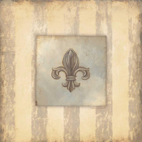 Fleur De Lis IV Black Ornate Wood Framed Art Print with Double Matting by Marrott, Stephanie